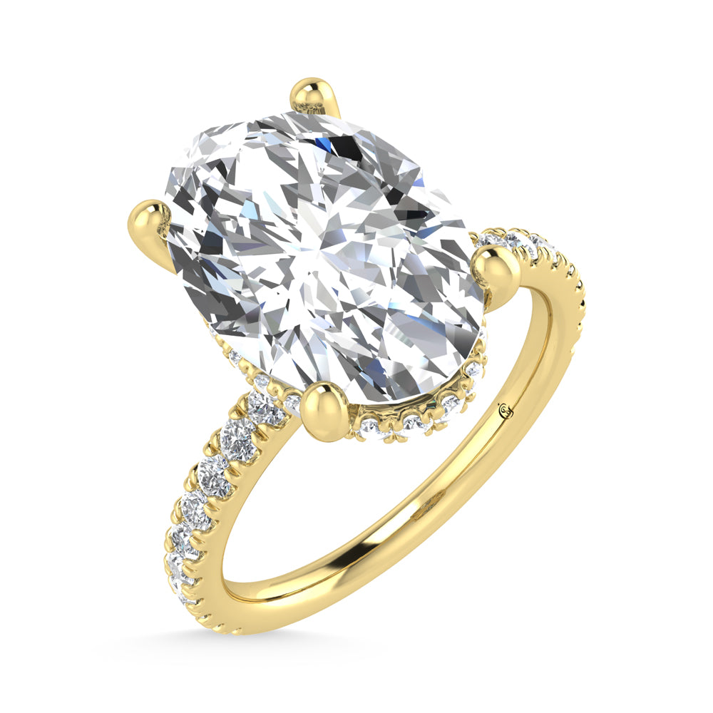 14K Yellow Gold Lab Grown Diamond 4 1/2 Ct.Tw. Oval Shape Halo IGI Certified Engagement Ring (Center 4 ct)