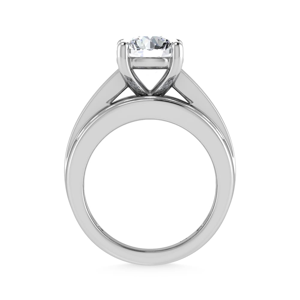 14K White Gold Lab Grown Diamond 6 Ct.Tw. Round Shape Engagement Ring (IGI Certified 5CT)