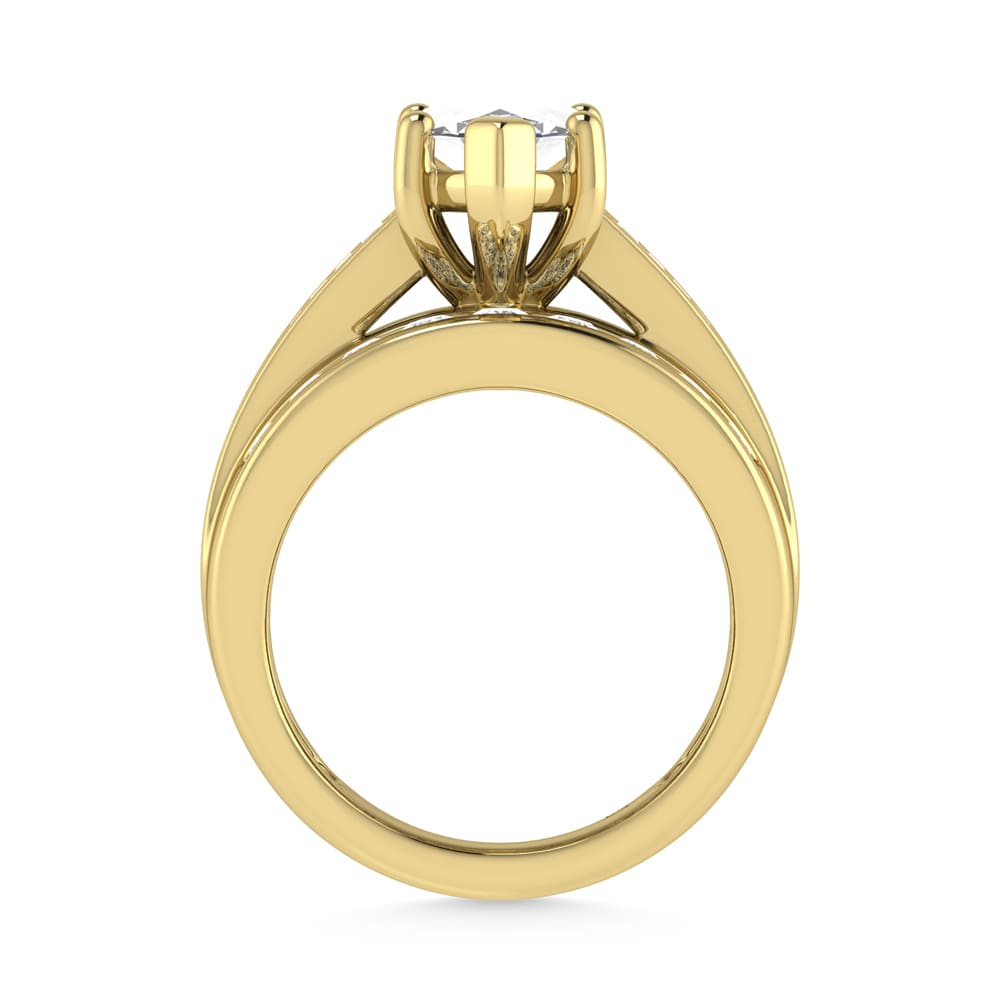14K Yellow Gold Lab Grown Diamond 6 Ct.Tw. Marquise Shape Engagement Ring (IGI Certified 5CT)