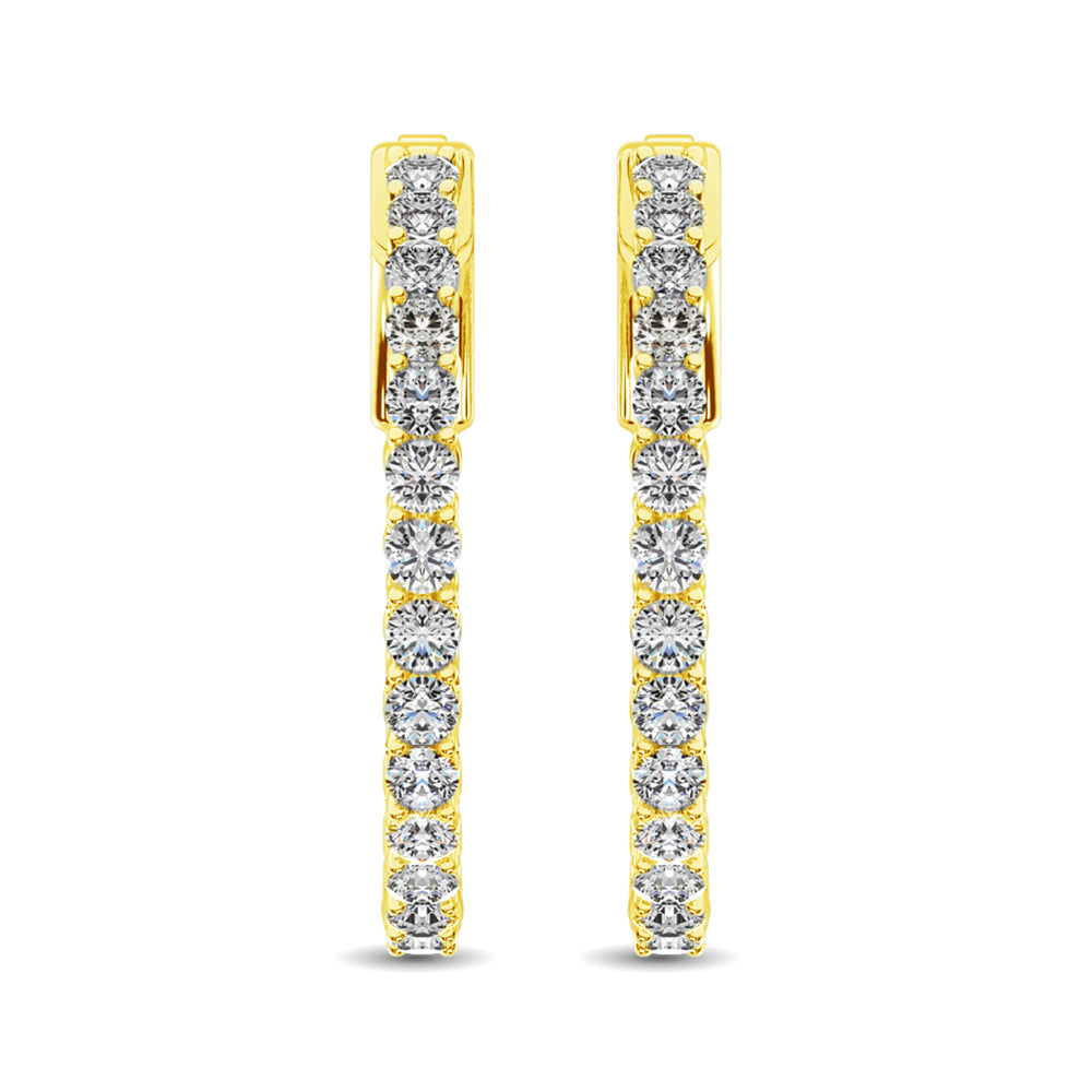 14K Yellow Gold Lab Grown Diamond 2 Ct.Tw. In and Out Hoop Earrings (1 inches)