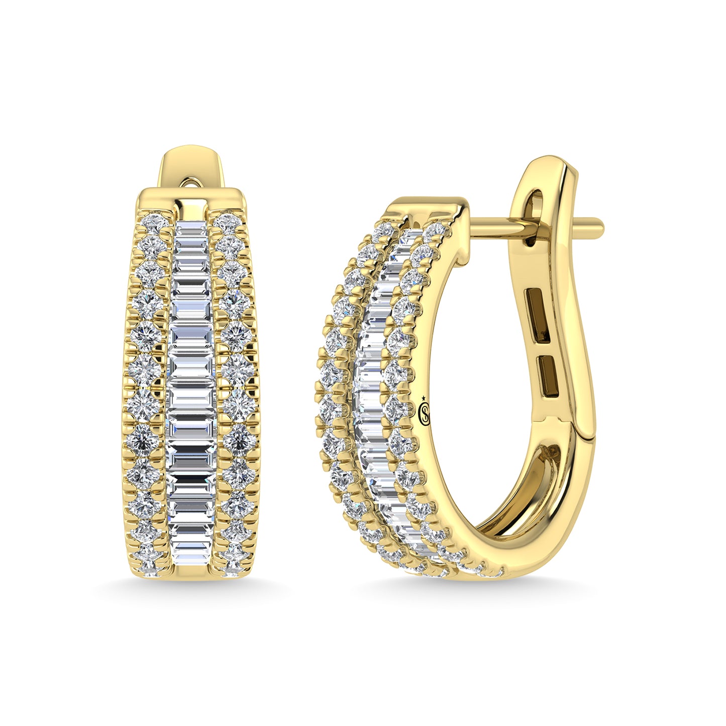 14K Yellow Gold Lab Grown Diamond 1 Ct.Tw. Hoop Earrings