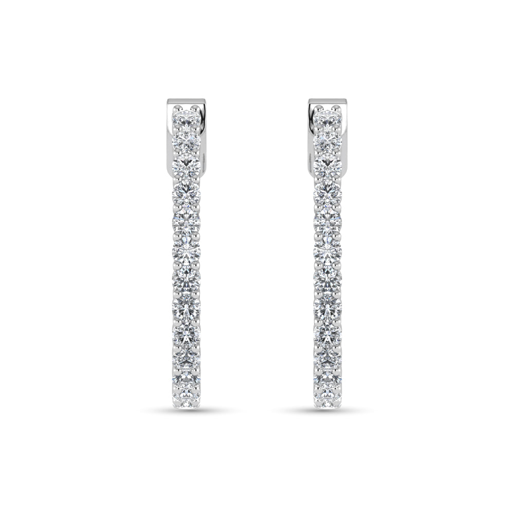 14K White Gold Lab Grown Diamond 1 1/2 Ct.Tw. Hoop Earrings