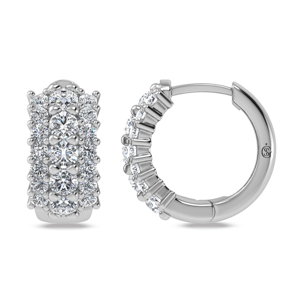 14K White Gold Labgrown Diamond 1 1/4 Ct.Tw. Huggies Earrings
