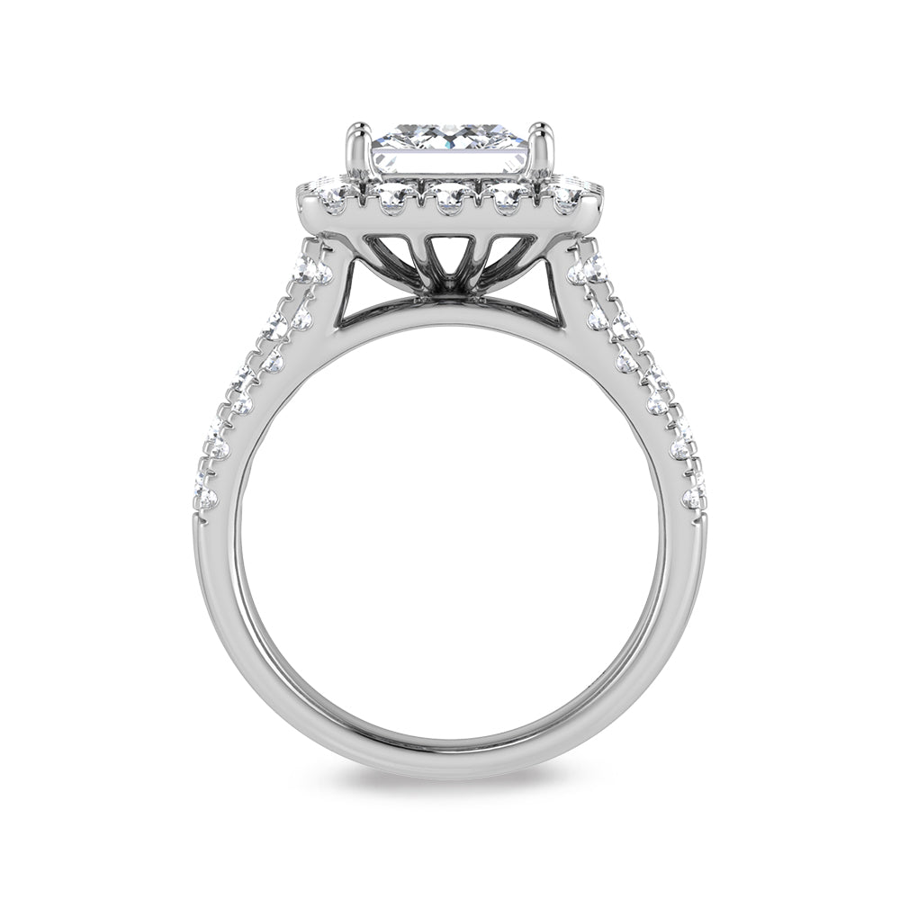 14K White Gold Labgrown Diamond 3 1/4 Ct.Tw. Princess Shape Engagement Ring (Center 2ctw)