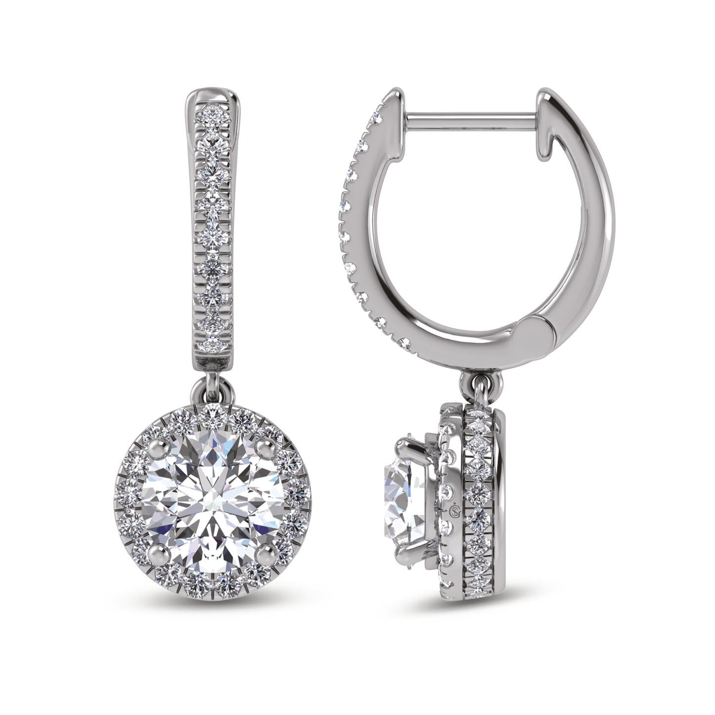 14K White Gold Labgrown Diamond 2 1/2 Ct.Tw. Dangler Earrings