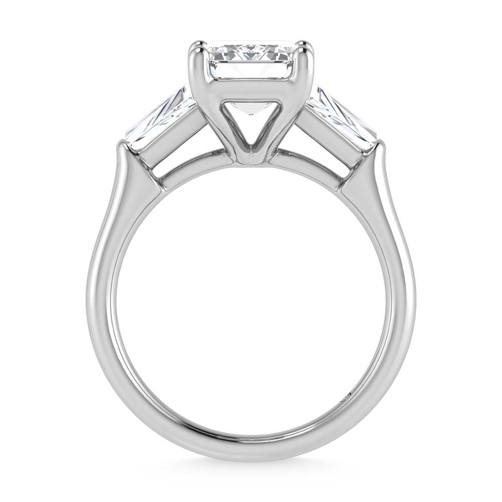 14K White Gold Lab Grown Diamond 2 5/8 Ct.Tw. Emerald Shape Three Stone Engagement Ring