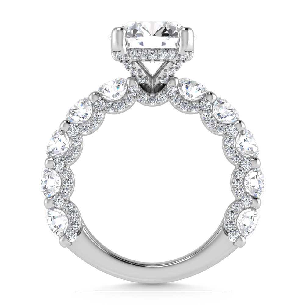 14K White Gold Lab Grown Diamond 8 Ct.Tw. Engagement Ring (5ct Round Center)