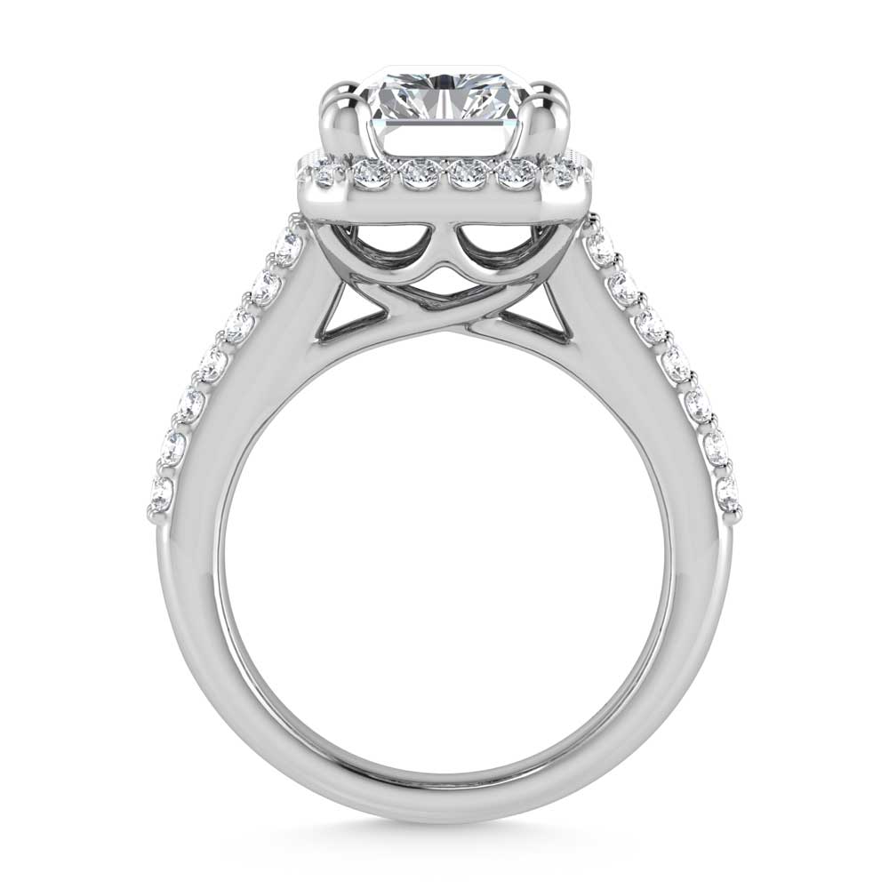 14K White Gold Lab Grown Diamond 6 7/8 Ct.Tw. Round Shank Engagement Ring (Center Radiant)