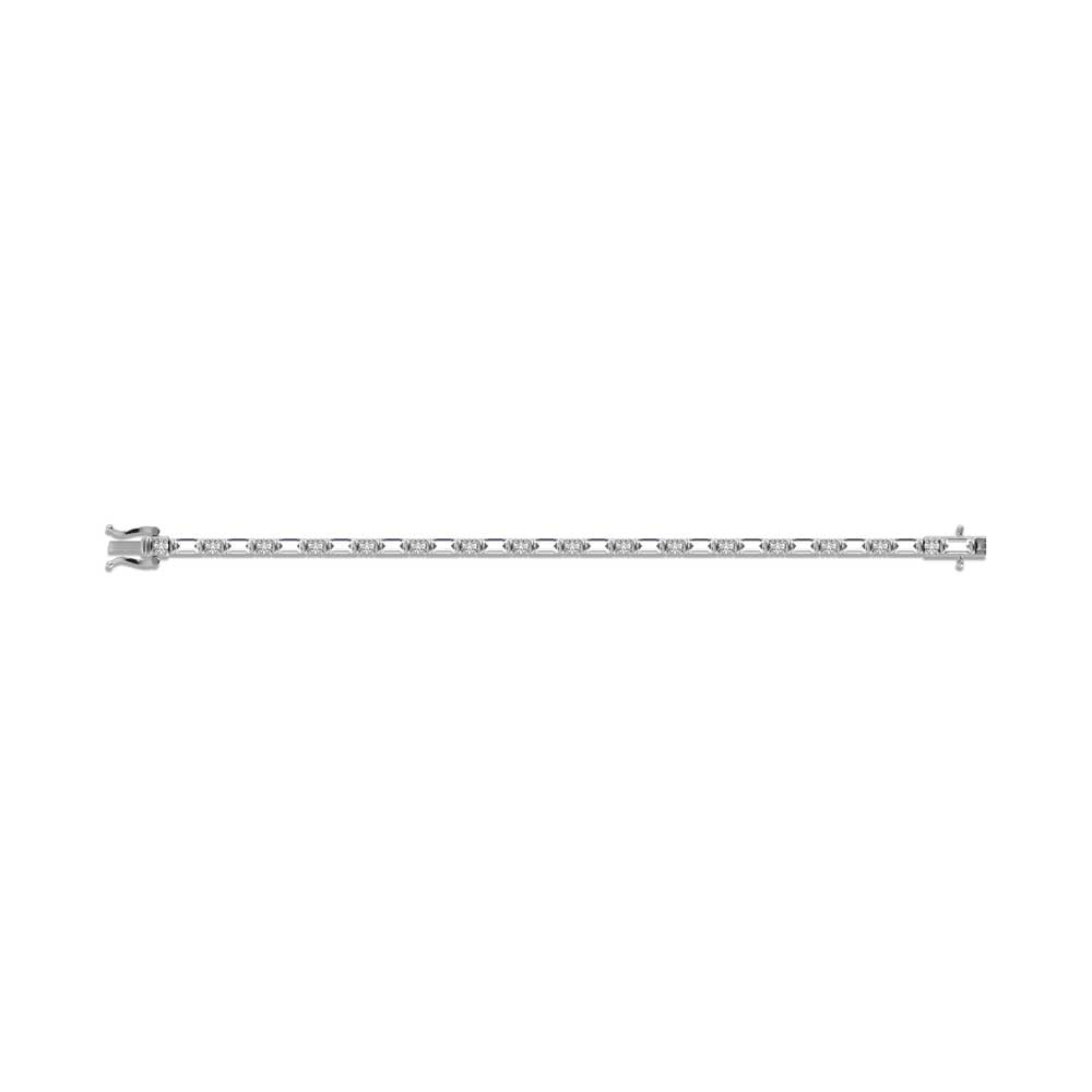 14K White Gold Round & Baguette Lab Grown Diamond 7 Ct.Tw. Tennis Bracelet