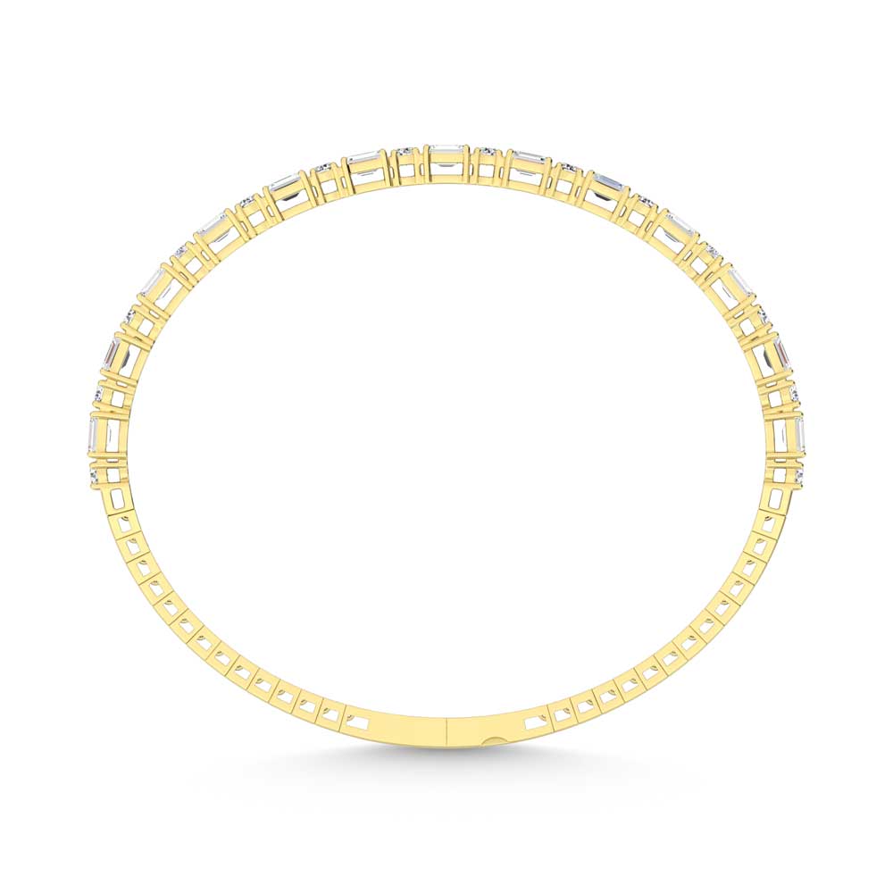 14K Yellow Gold Lab Grown Diamond 3 Ct.Tw. Marquise and Round Shape Bangle