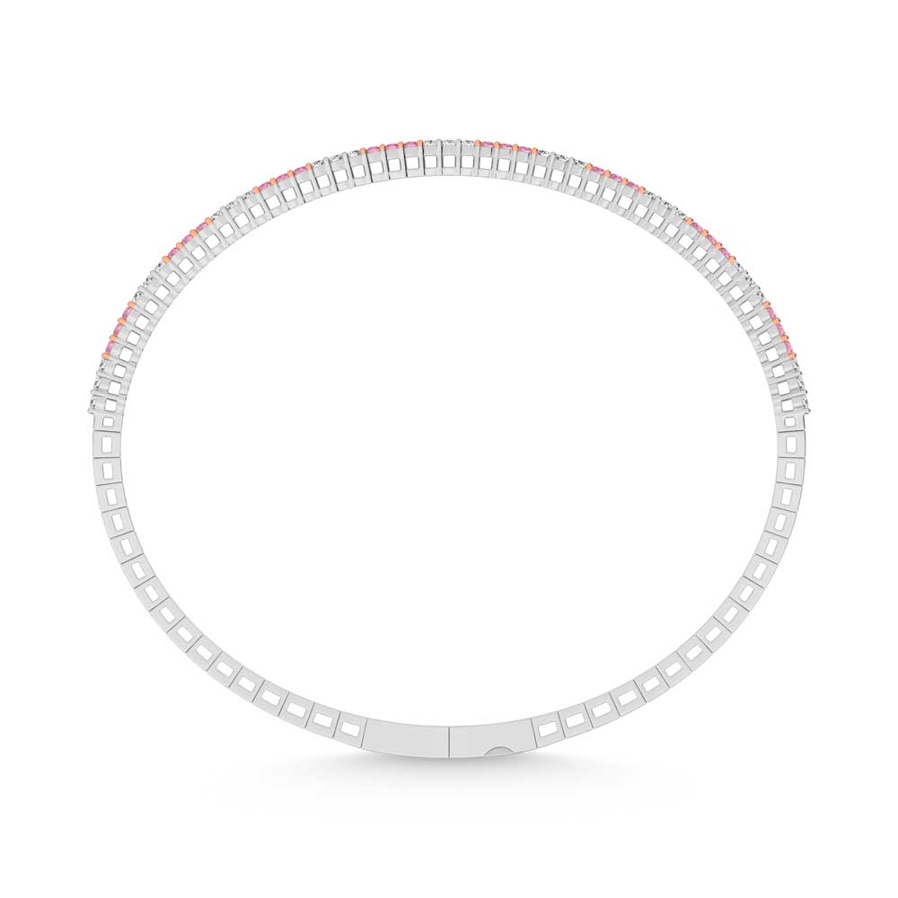 14K White Gold 1 Ct.Tw. Alternate 3 white and 3 Pink Lab Grown Diamond Bangle