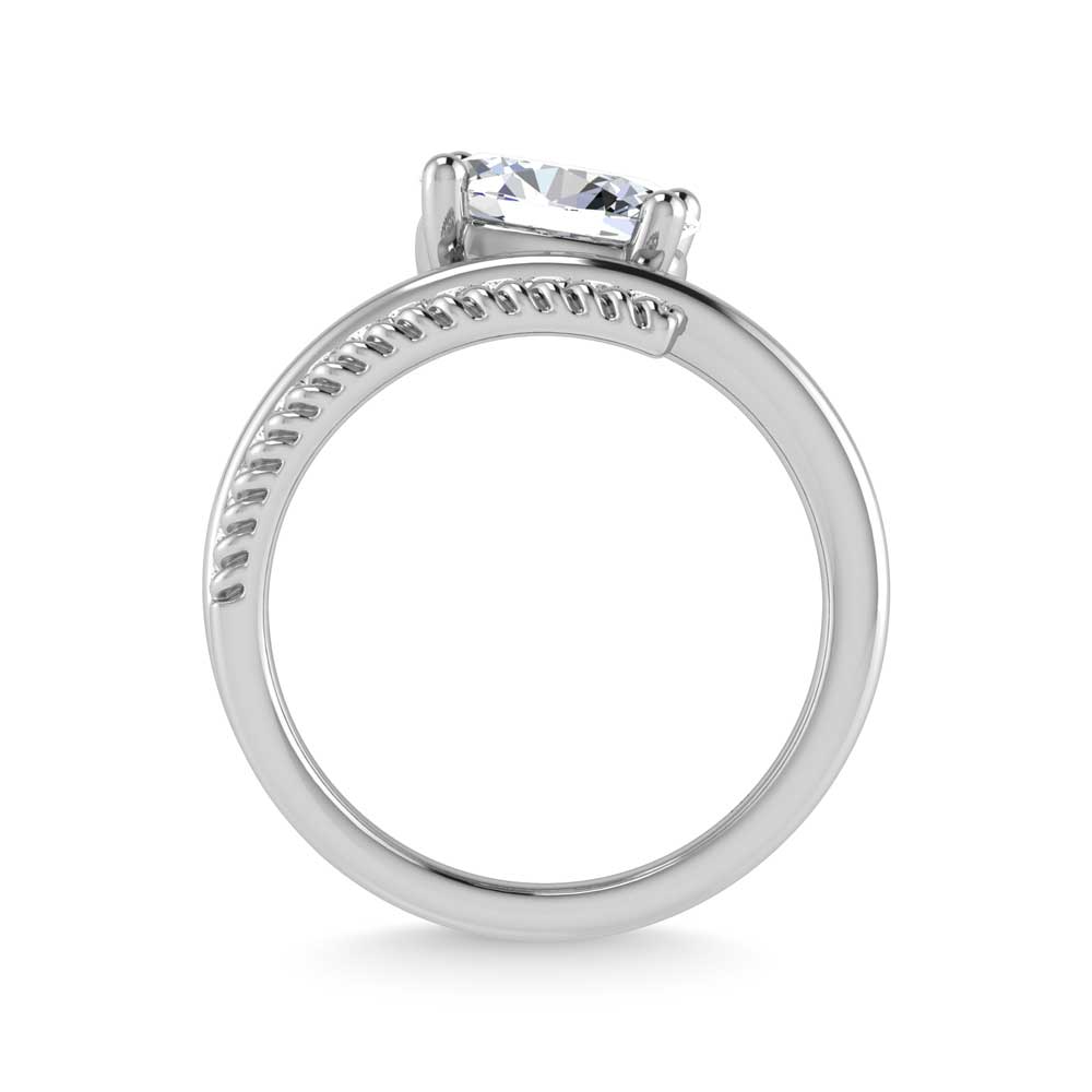 14K White Gold 1 5/8 Ct.Tw. Oval and Round Lab Grown Diamond Fashion Ring