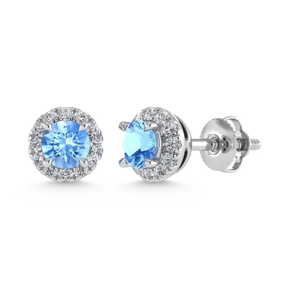 14K White Gold 2 Ct.Tw. White and Blue Lab Grown Diamond Stud Earrings