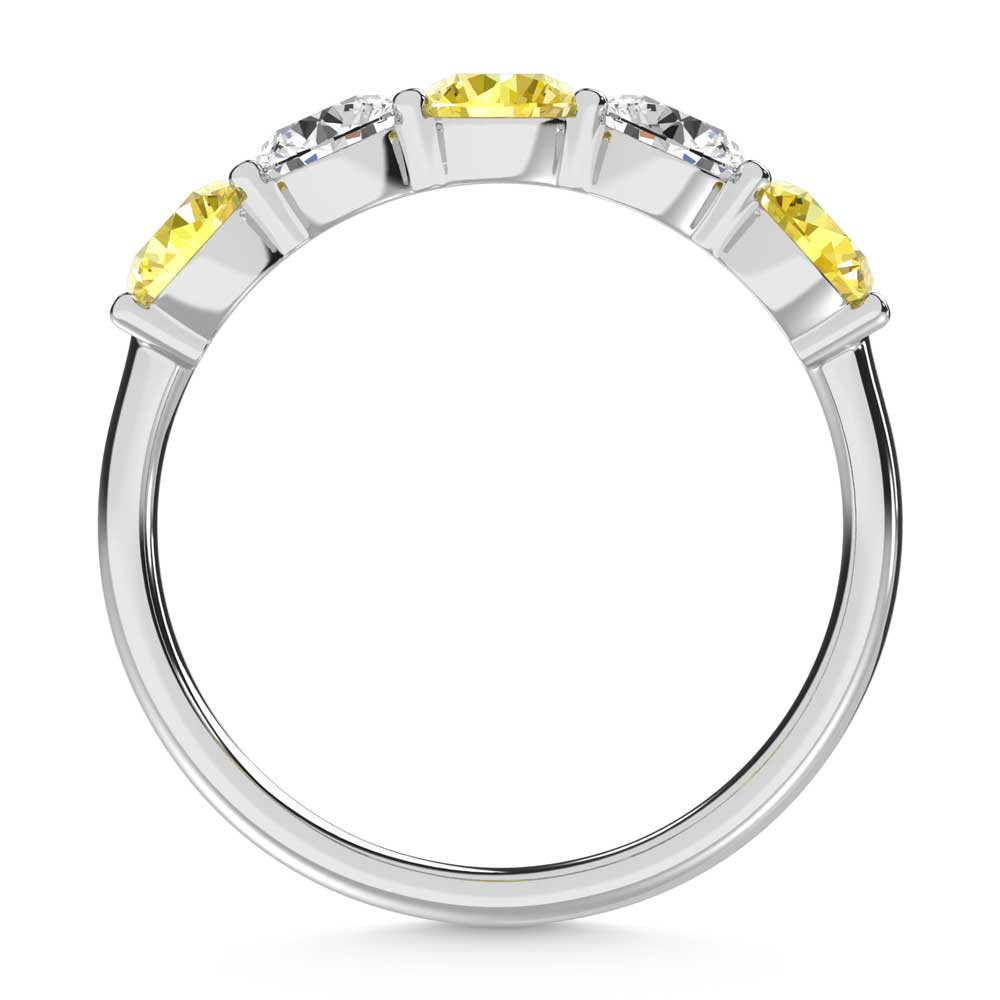 14K White Gold 1 1/2 Ct.Tw. 5 Stone Alternate White and Yellow Lab Grown Diamond Band