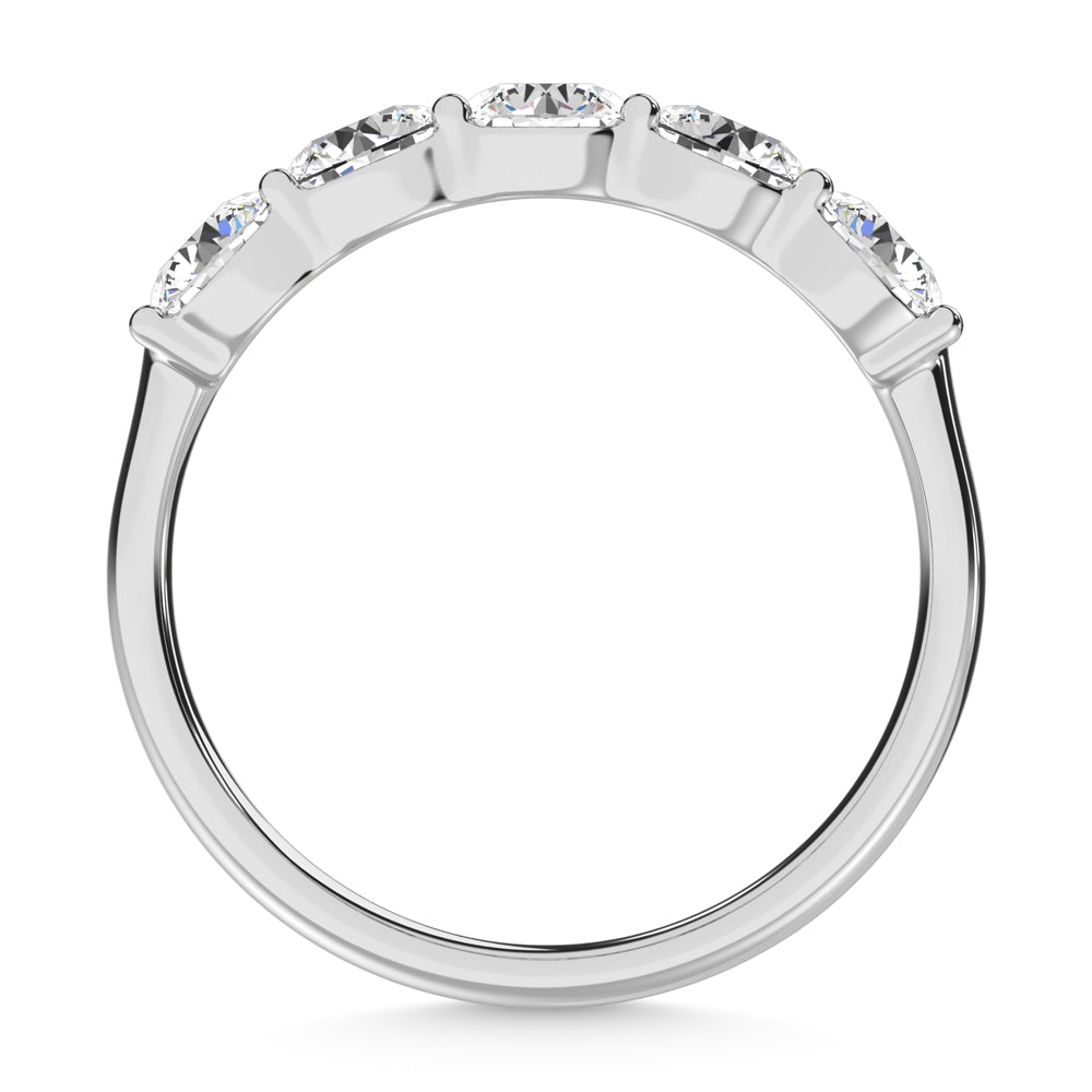 14K White Gold Round Shape 1 Ct.Tw. 5 Stone Lab Grown Diamond Band
