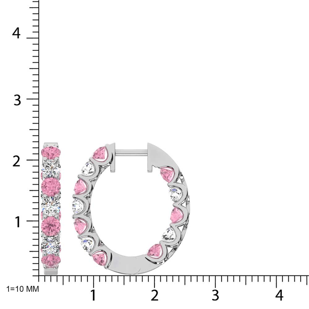 14K White Gold 2 Ct.Tw. Alternate White and Pink Lab Grown Diamond Hoop Earrings