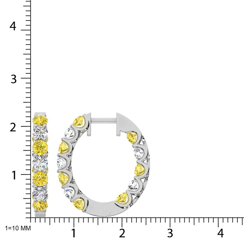 14K White Gold 2 Ct.Tw. Alternate White and Yellow Lab Grown Diamond Hoop Earrings