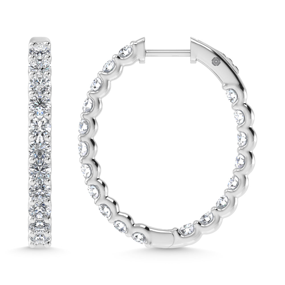 14K White Gold 3 Ct.Tw. Labgrown Diamond In and Our Hoop Earrings