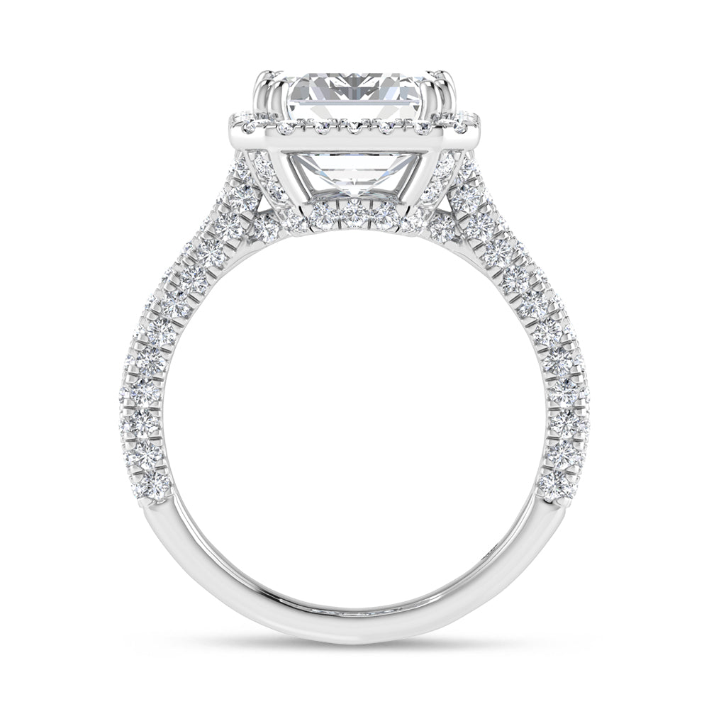 14K White Gold 5 7/8 Ct.Tw. Labgrown Diamond Emerald Engagement Ring