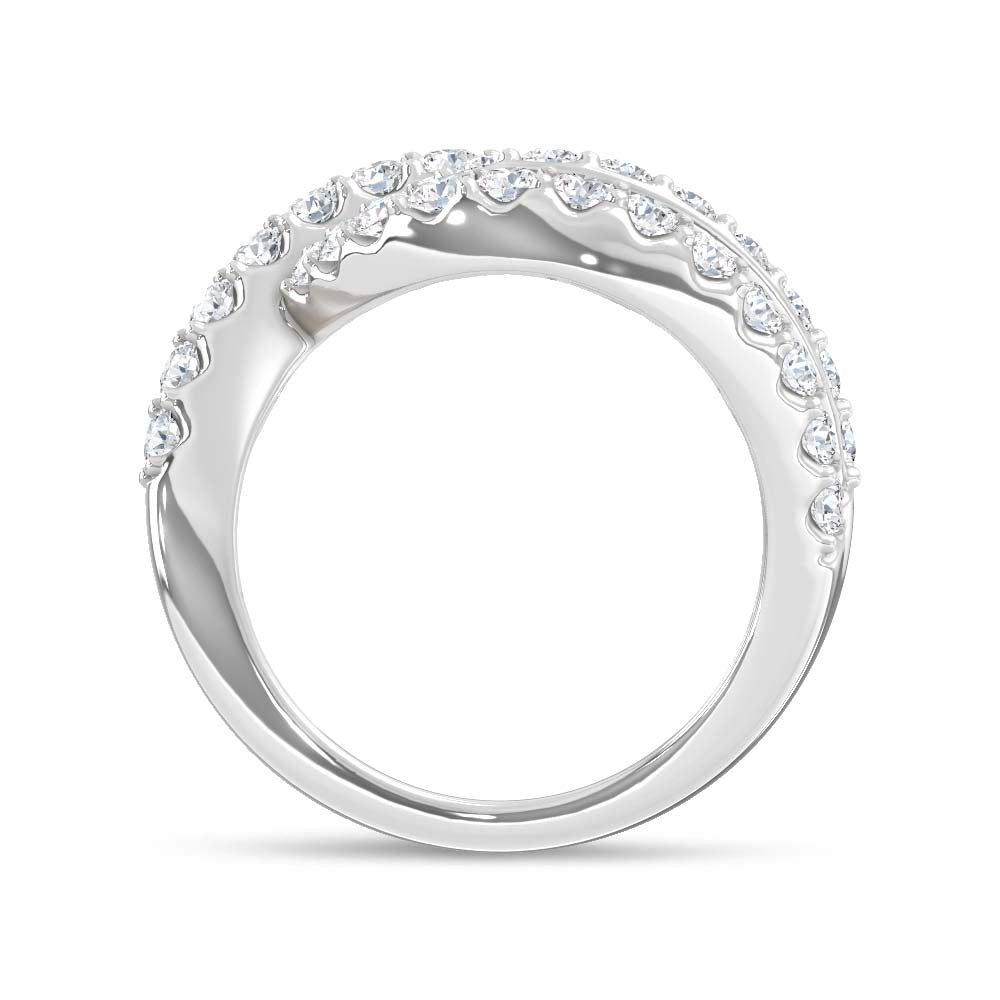 14K White Gold Lab Grown Diamond 2 3/4 Ct.Tw. Round and Baguette Fashion Band