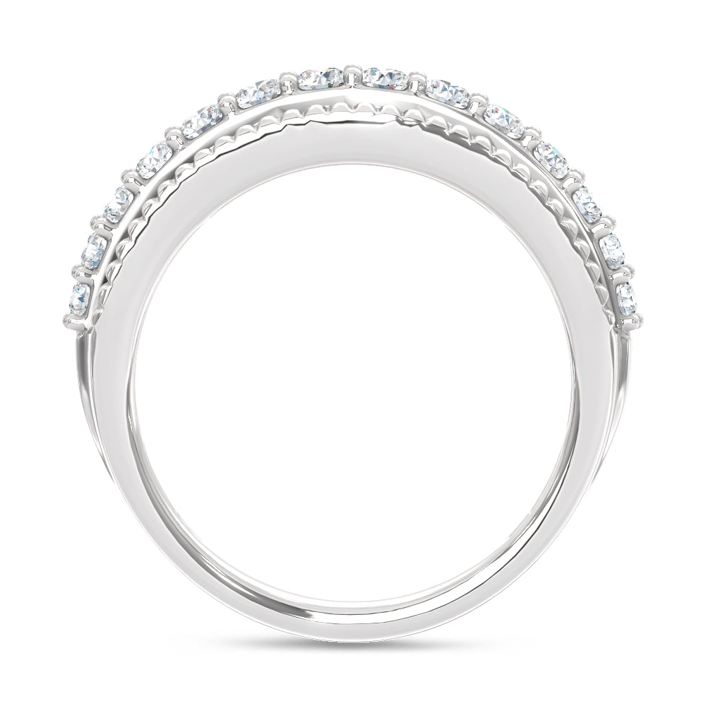 14K White Gold Lab Grown Diamond 2 1/2 Ct.Tw. Round and Baugette Fashion Band