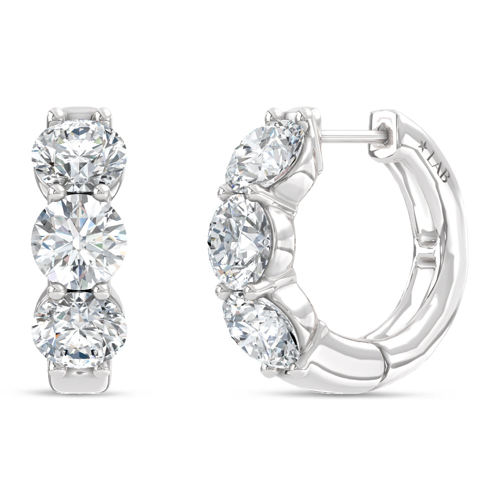 14K White Gold Lab Grown Diamond 3 Ct.Tw. Hoop Earrings
