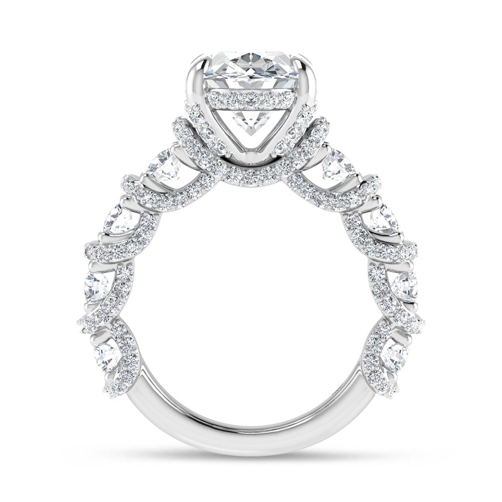 14K White Gold 7 Ct.Tw. Labgrown Diamond Engagement Ring (5ct Center)
