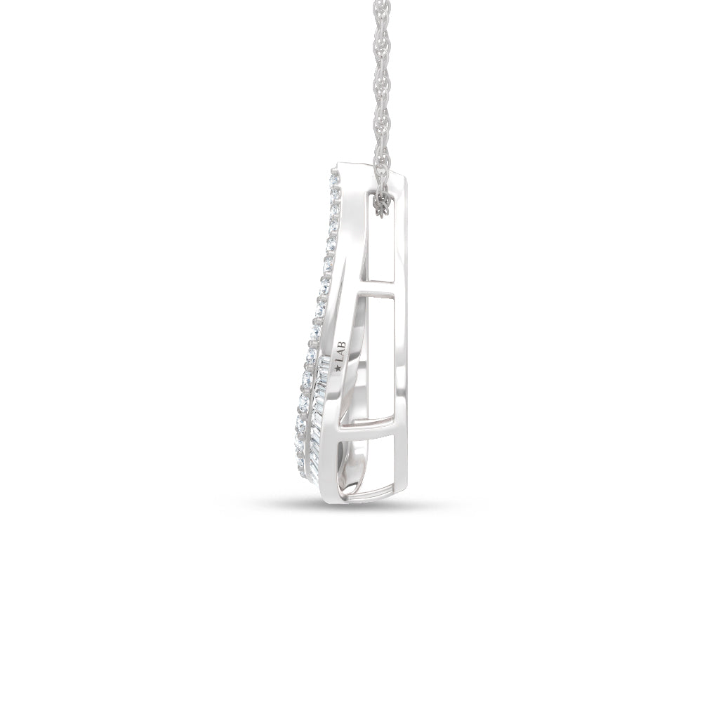 14K White Gold Lab Grown Diamond 2 Ct.Tw. Roud and Tapper Fashion Pendant