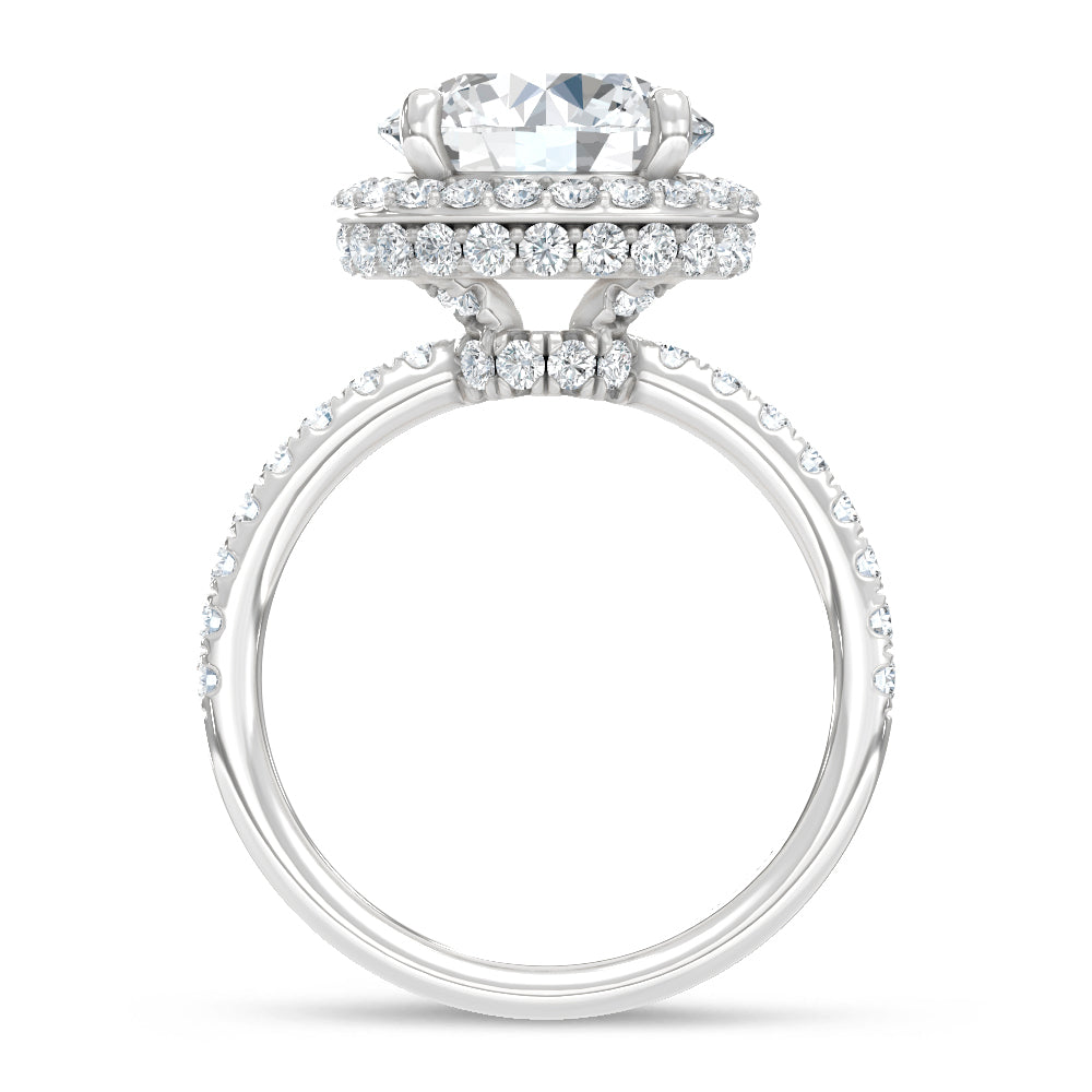 14K White Gold Lab Grown Diamond 5 3/8 Ct.Tw. Halo Engagement Ring (Center Round 4.20ct)