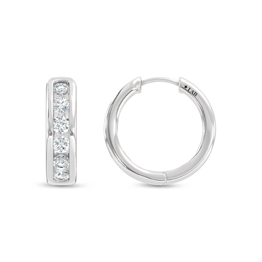 14K White Gold Lab Grown Diamond 1 Ct.Tw. Hoop Earrings