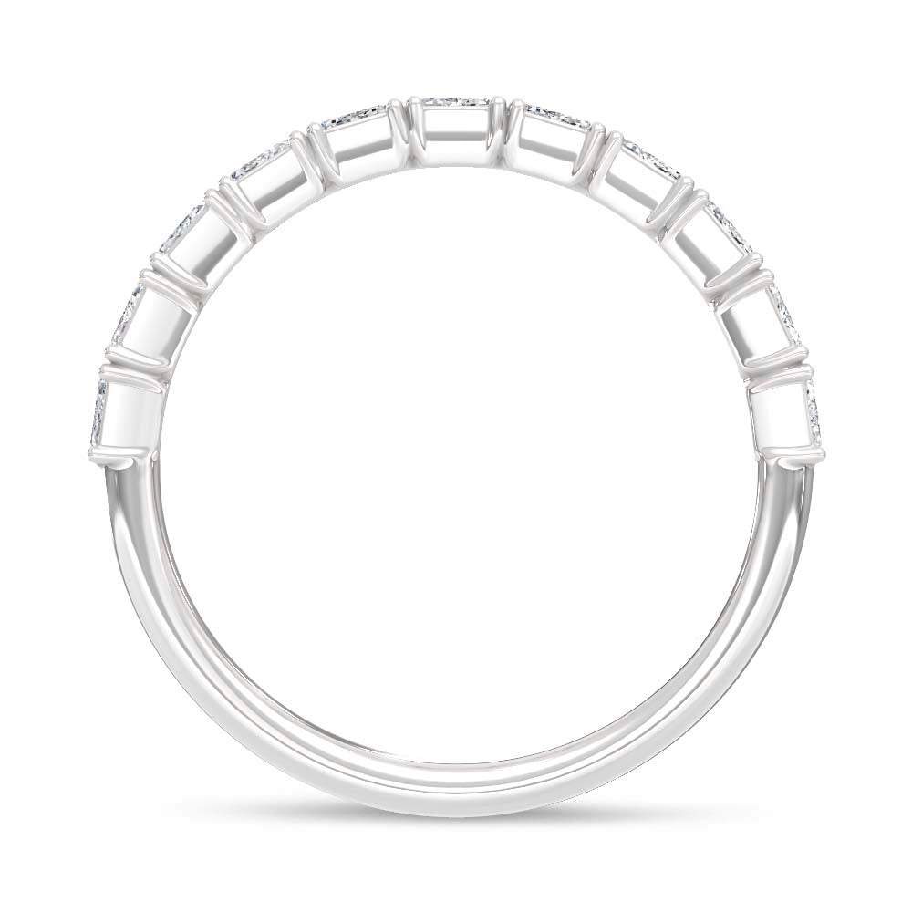 14K White Gold Lab Grown Diamond Emerald Cut 3 Ct.Tw. Half Way Band