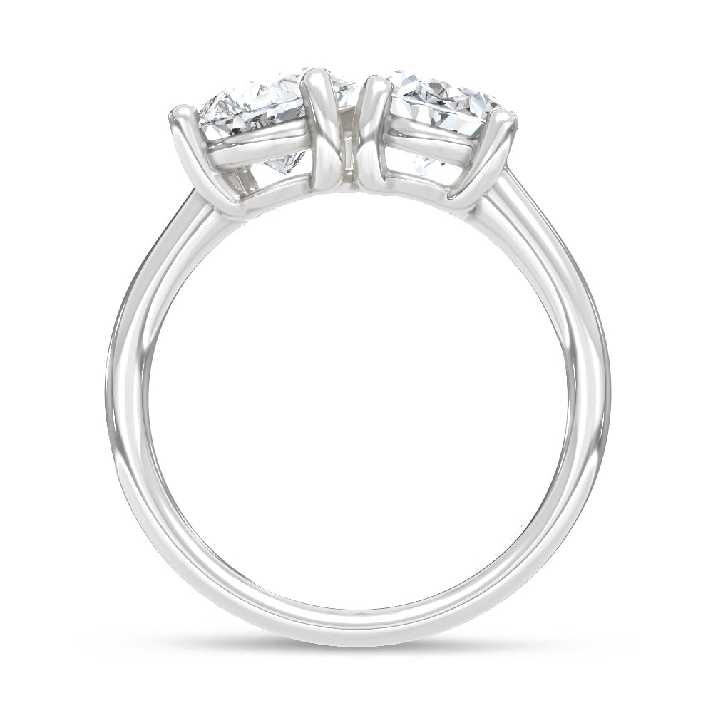 14K White Gold Lab Grown Diamond 3 Ct.Tw. Pear and Oval Two Stone Ring