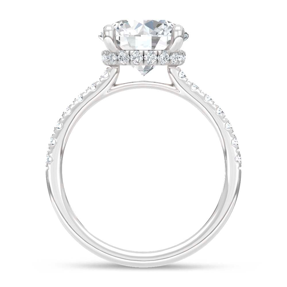 14K White Gold Lab Grown Diamond 3 3/8 Ct.Tw. Round Hidden Halo Engagement Ring