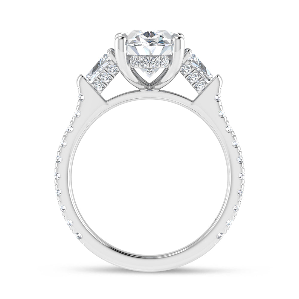 14K White Gold Lab Grown Diamond Oval Shape 1 1/2 Ct.Tw. Engagement Ring (Center 1 ctw Certified)