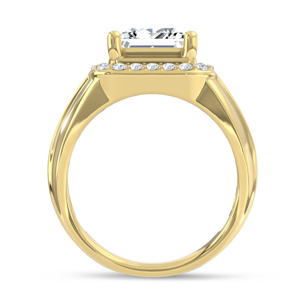14K Yellow Gold Lab Grown Diamond 4 1/4 Ct.Tw. Mens Fashion Ring (Center IGI Certified)