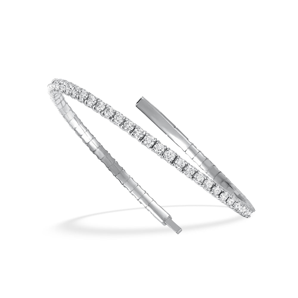Lab Grown Diamond 1 1/2 Ct.Tw. Half Way Flexible Bangle in 14K White Gold (Size 6.75)