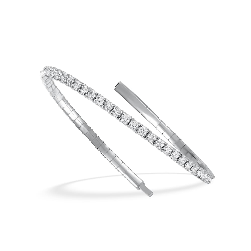 Lab Grown Diamond 2 1/4 Ct.Tw. Full Eternity Flexible Bangle in 14K White Gold (Size 6.75")