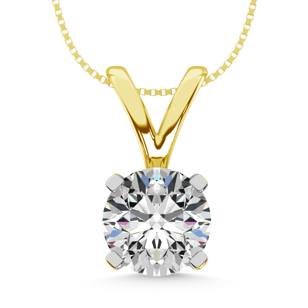 14K Yellow Gold Lab Grown Diamond 1/4 Ct.Tw. Non certified CVD VS1+ G+ Solitaire Pendant (Available in 0.10ctw to 2ctw)