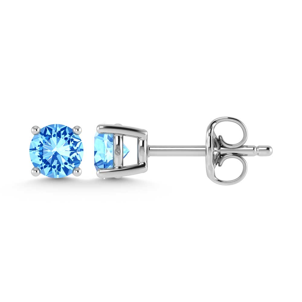 IGI Certified 14K White Gold Lab Grown Blue Diamond 2 Ct.Tw. Stud Earrings