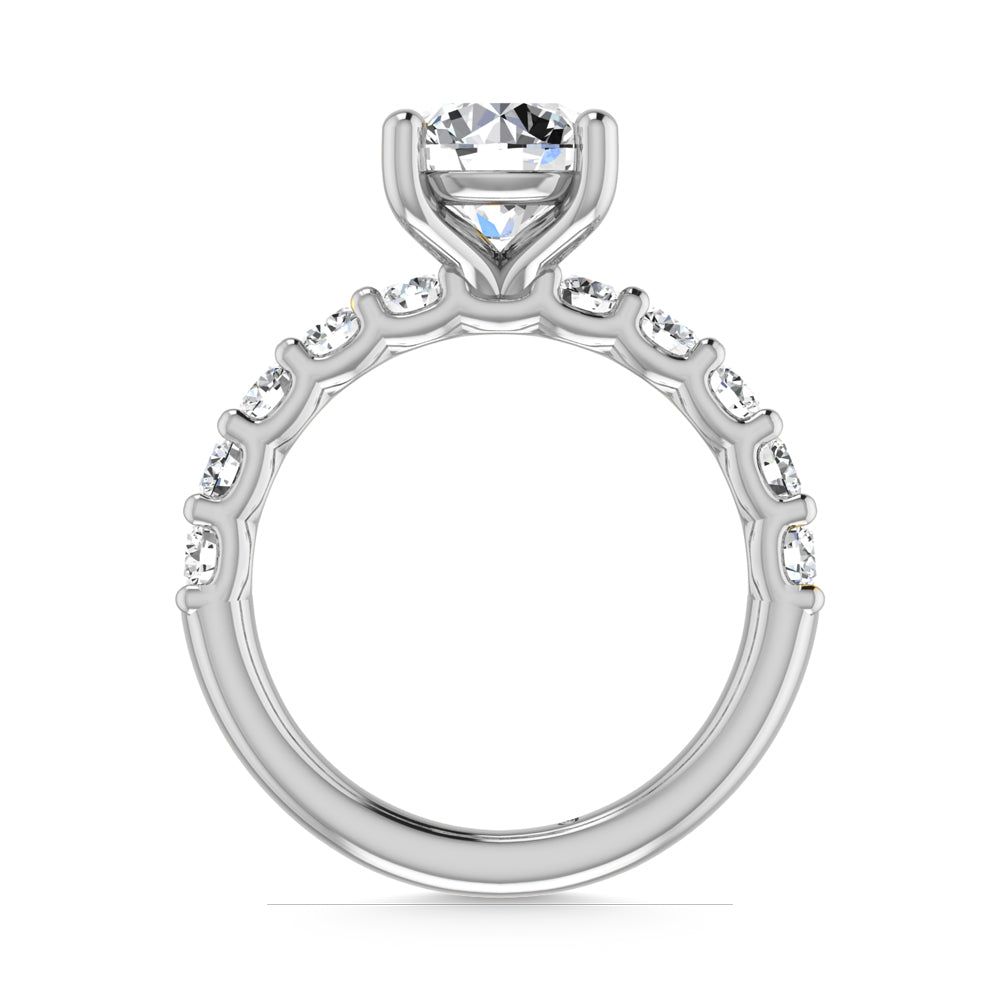 14K White Gold Lab Grown Diamond 2 Ct.Tw. Round Shape Halfway Engagement Ring (Center 1/2 CT)
