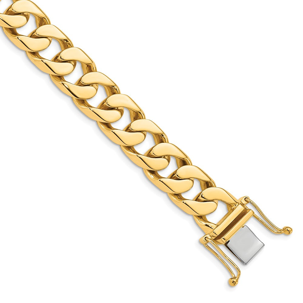 14k 12mm Hand-polished Flat Beveled Curb Chain (Per Inch)