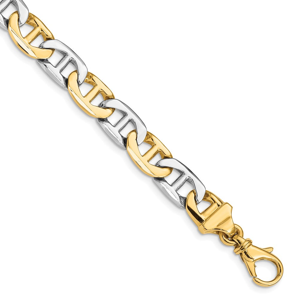 14K Two-tone 8mm Hand-polished Fancy Link (Per Inch)