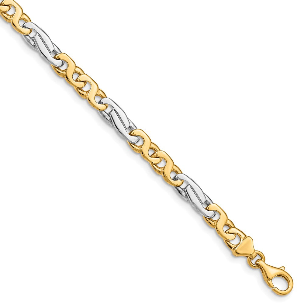 14k Two-tone 6mm Hand-polished Fancy Link Chain