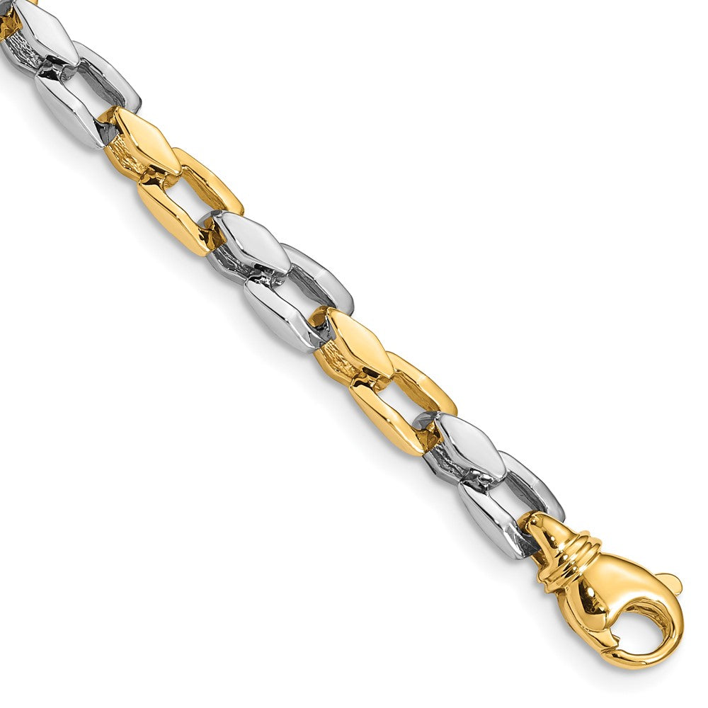 14k Two-tone 4.5mm Hand-polished Fancy Link (Per Inch)