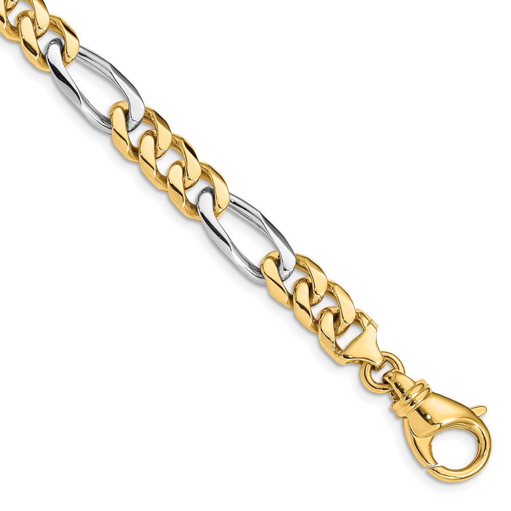 14k Two-tone 7.85mm Hand Polished Fancy Link Chain (Per Inch)