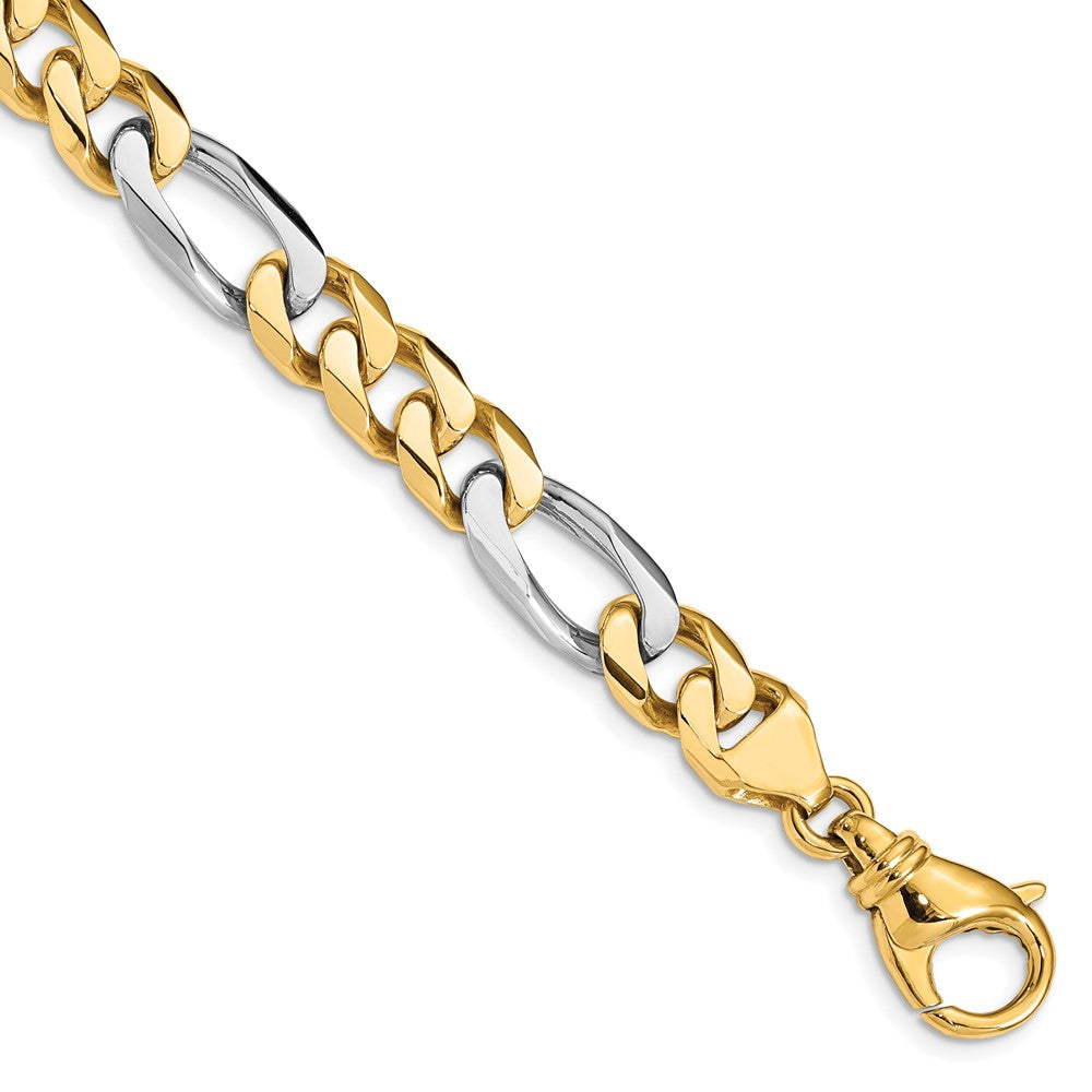 14k Two-tone 8.5mm Hand-polished Fancy Link (Per Inch)