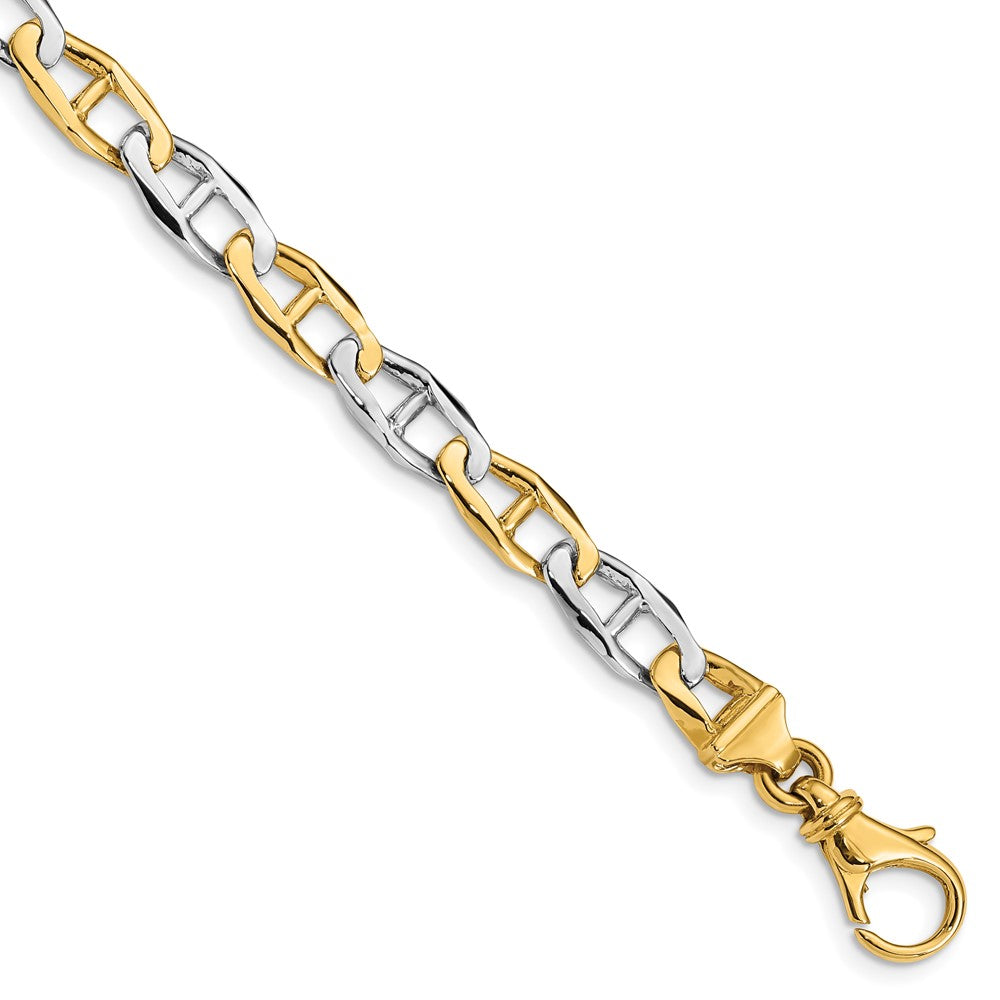 14K Two-tone 6.5mm Hand-polished Fancy Link Chain (Per Inch)