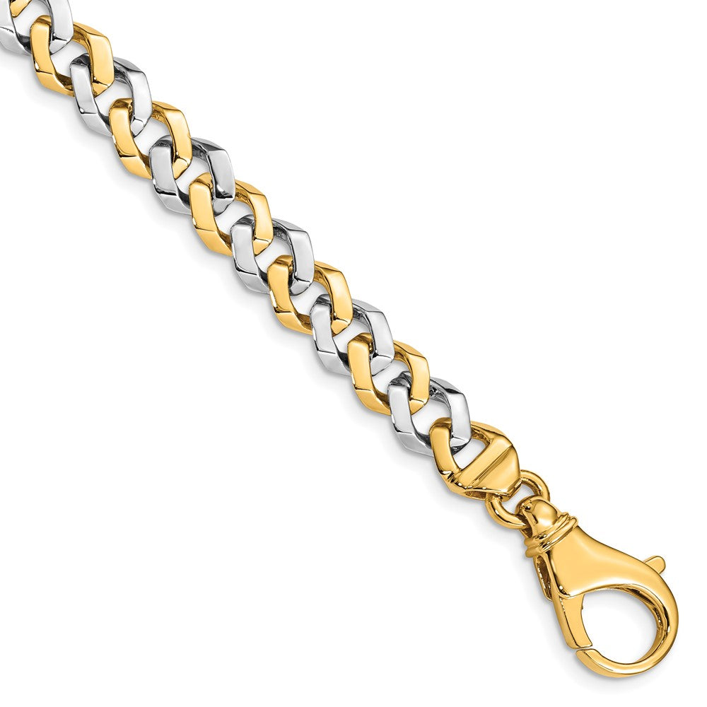 14k Two-tone 8mm Hand-polished Fancy Link Chain (Per Inch)