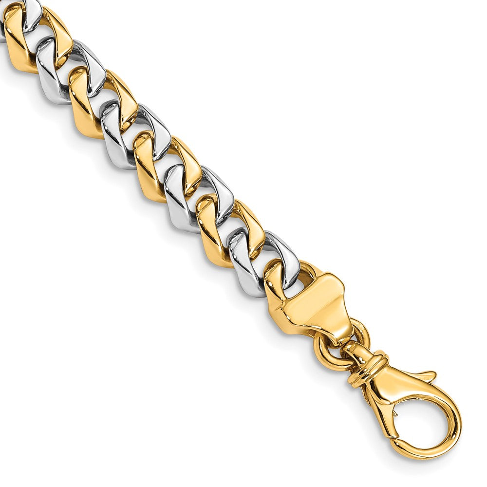 14k Two-tone 6.85mm Hand Polished Fancy Link Chain