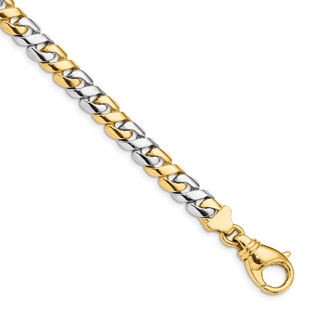 14K Two-tone 7.1mm Hand-polished Fancy Link (Per Inch)